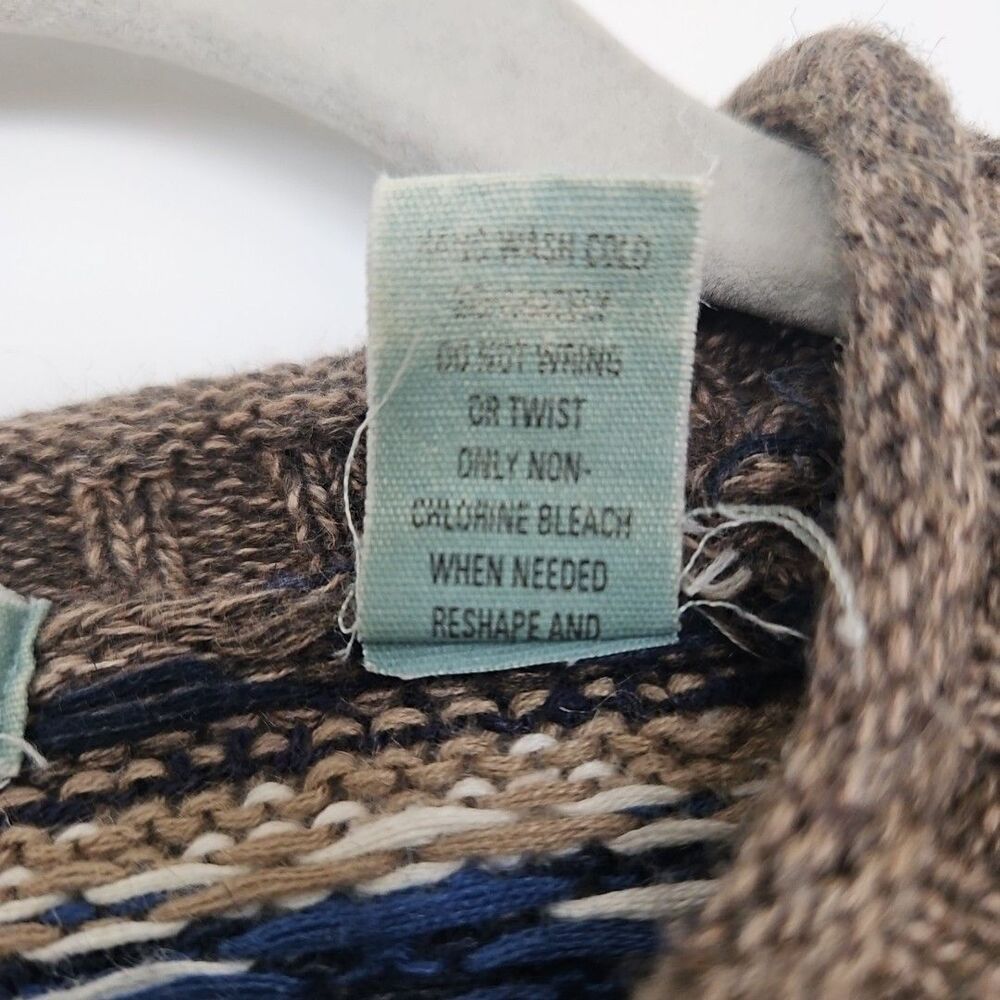 VTG Marsh Landing Sweater Medium Geometric Fair Isle Nordic Cotton Ramie GUC - Picture 3 of 10